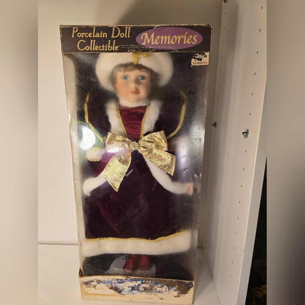 Porcelain Doll in Purple and Gold
